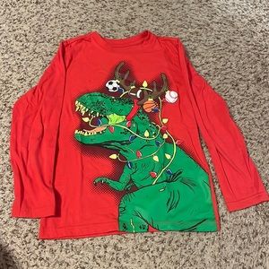 Christmas themed dinosaur sports long sleeve shirt